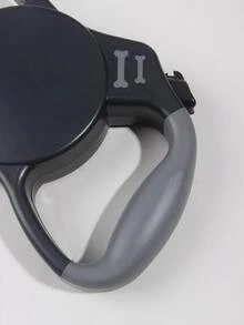 1入實色骨印可伸縮拖繩，適用於小型和中型寵物，貓狗戶外旅行 - 黑色 - 查看 4