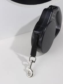 1入實色骨印可伸縮拖繩，適用於小型和中型寵物，貓狗戶外旅行 - 黑色 - 查看 7