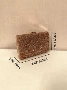 閃閃發光，閃亮迷人，優雅，精緻迷你金屬夾頂盒包，完美新娘錢包，適合婚禮、舞會和派對活動晚宴包，派對女孩晚宴包，女士，適合女性，適合派對、婚禮、舞會、晚餐/宴會, 雞尾酒 送給女性的最佳禮物 - 玫瑰金 - 查看 5