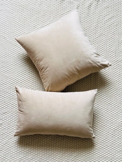 1pc Solid Cushion Cover Without Filler, Simple Polyester Throw Pillowcase For Home Decor
