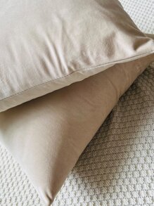 1入組無填充物純色靠墊套簡約滌綸抱枕套適用於家居裝飾 - 米色 - 查看 4