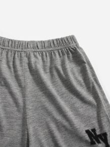 SHEIN Young Boy Letter Graphic Tank Top & Shorts - Grey - View 4