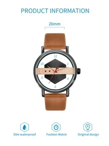 TOMI 1pc Men Clear Quartz Watch As A Gift For Students Returning To School - 棕色 - 查看 3
