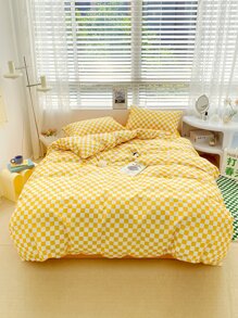 Checkerboard Print Duvet Cover Set Without Filler - Multicolor - View 1