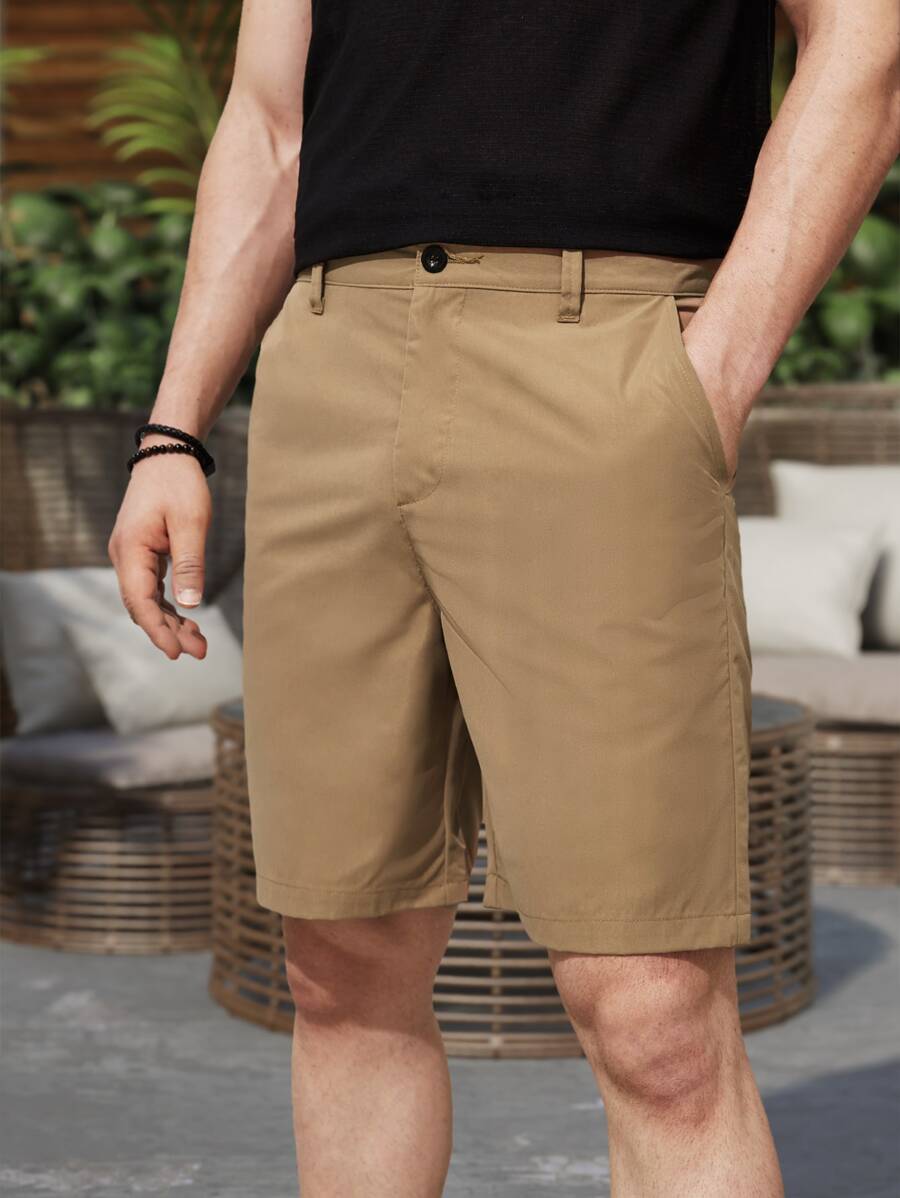 Manfinity Hombres Shorts bermuda con bolsillo oblicuo - Marrón - Ver 1