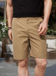 Manfinity Hombres Shorts bermuda con bolsillo oblicuo - Marrón - Ver 3