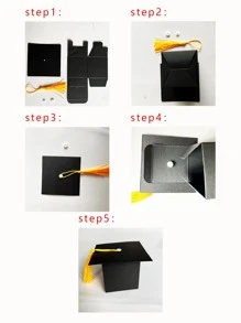 5pcs Graduation Hat Shaped Gift Box, Paper Gift Wrapping Box For Graduation Party - Multicolor - View 4