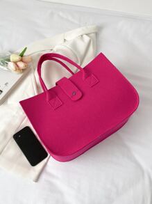 防水、輕巧、商務休閒簡約毛氈單肩手提包適合青少年女孩女大學生、菜鳥和白領，非常適合辦公室、大學、工作、商務、通勤 - 玫紅色 - 查看 3