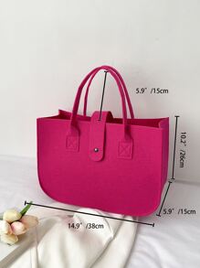 防水、輕巧、商務休閒簡約毛氈單肩手提包適合青少年女孩女大學生、菜鳥和白領，非常適合辦公室、大學、工作、商務、通勤 - 玫紅色 - 查看 4