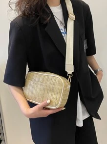 極簡風格草編包附錢包