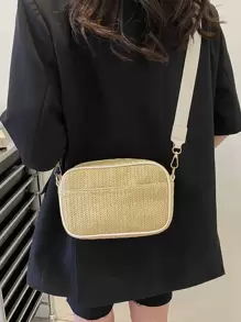 極簡風格草編包附錢包