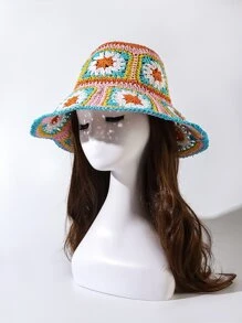 Sombrero De Paja Con Detalles De Ganchillo Al Estilo Boho - Multicolor - Ver 1