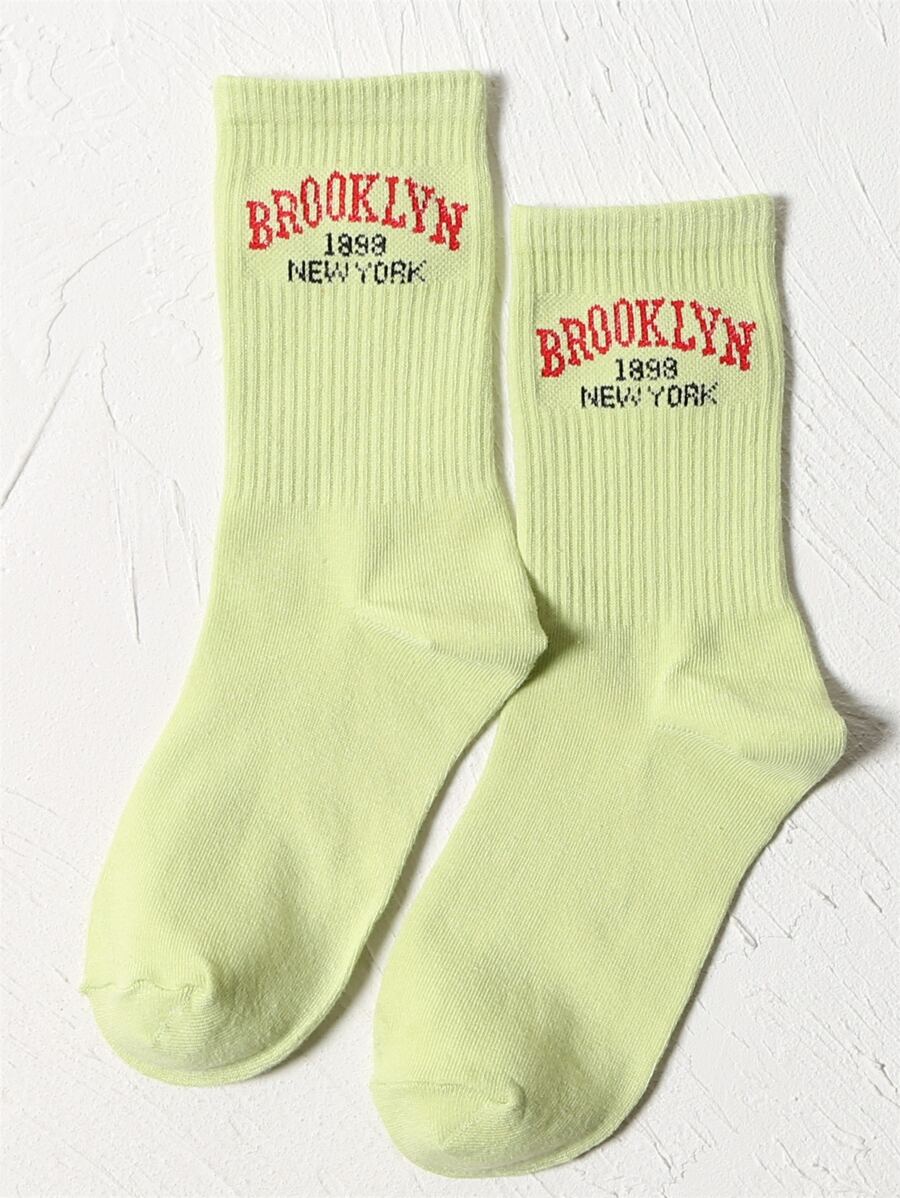 Calcetines de tripulación con estampado de letra - Ver 1