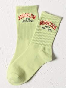 Calcetines de tripulación con estampado de letra - Ver 2