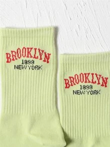 Calcetines de tripulación con estampado de letra - Ver 4