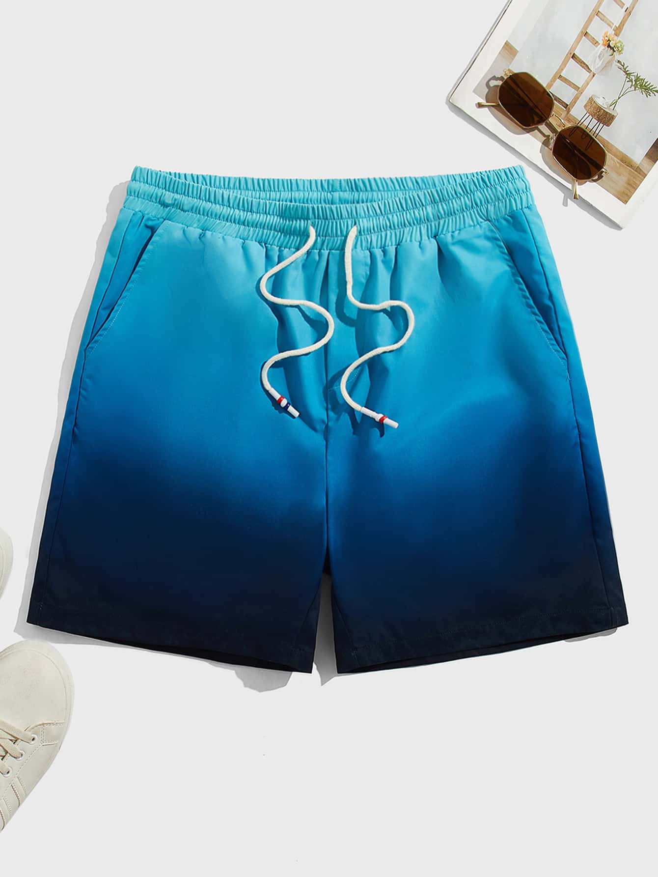 Manfinity VCAY Bóng Eo dây rút Quần short - Màu xanh lam - Xem 1