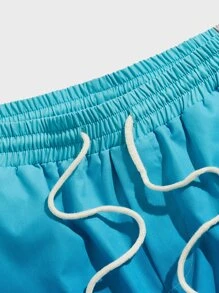 Manfinity VCAY Bóng Eo dây rút Quần short - Màu xanh lam - Xem 3