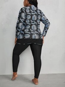 Plus Size 3packs Tropical Print Wrap Full Body Rashguard Summer Beach - Multicolor - View 2