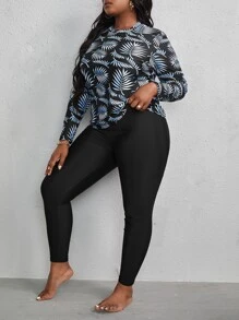 Plus Size 3packs Tropical Print Wrap Full Body Rashguard Summer Beach - Multicolor - View 4