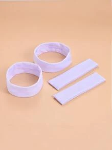 4入組簡約白色浴室髮帶浴用滌綸編織髮帶