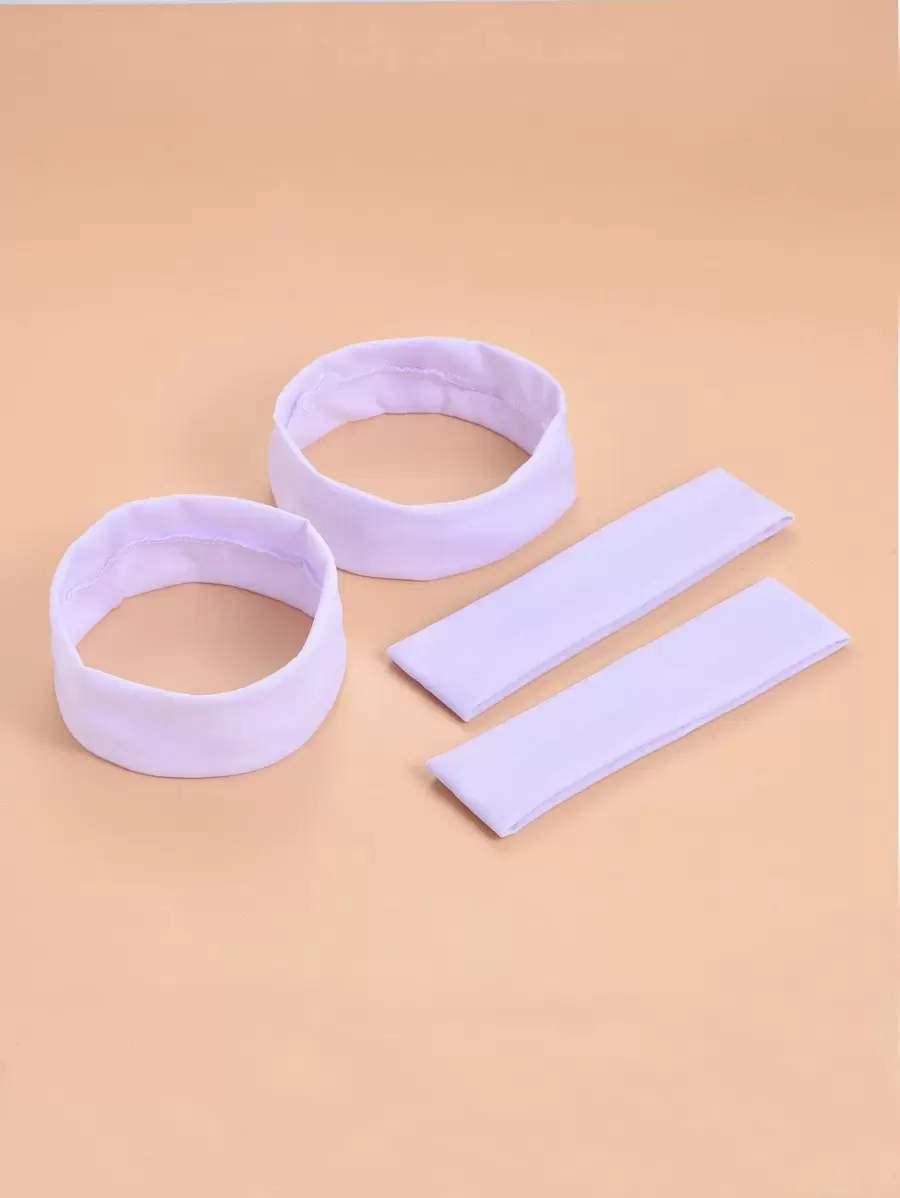 4入組簡約白色浴室髮帶浴用滌綸編織髮帶