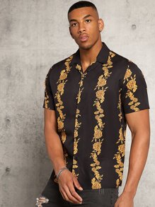 Manfinity RebelGame Hombres Camisa con estampado floral - Multicolor - Ver 5