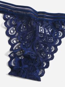 ROMWE 5 件优雅性感纯色蕾丝丁字裤 - 彩色 - 查看 3