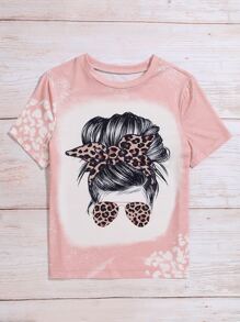 Leopard & Figure Graphic Tee - Baby Pink - View 5