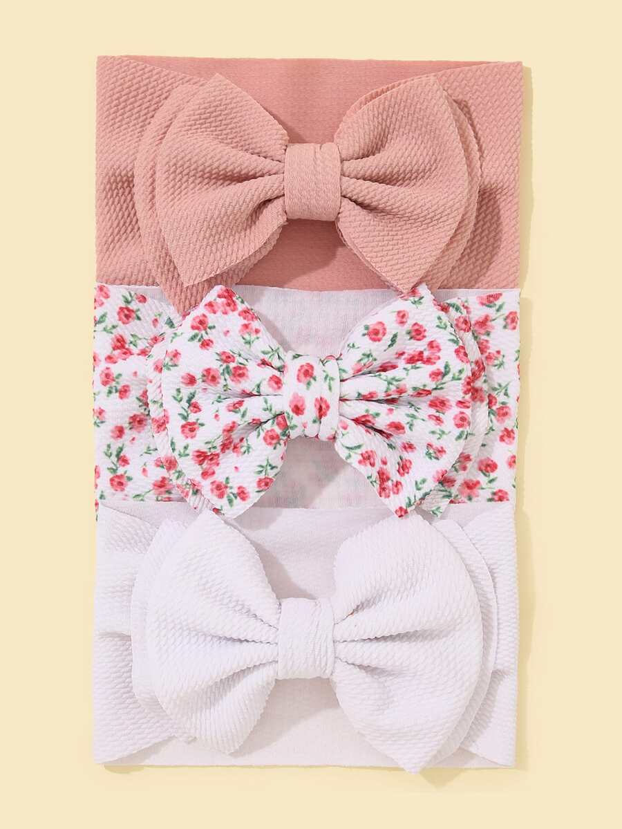 3pcs Baby Bow Decor Headband Set - Multicolor - View 1