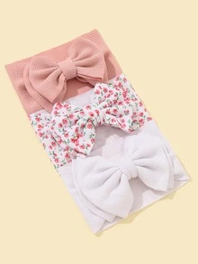 3pcs Baby Bow Decor Headband Set - Multicolor - View 3