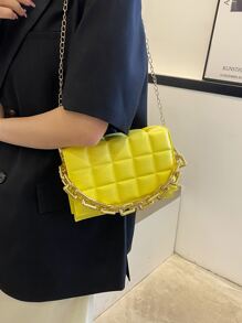 Mini Minimalist Stitch Detail Square Bag - Yellow - View 2