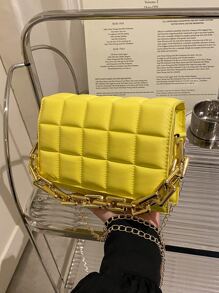 Mini Minimalist Stitch Detail Square Bag - Yellow - View 5