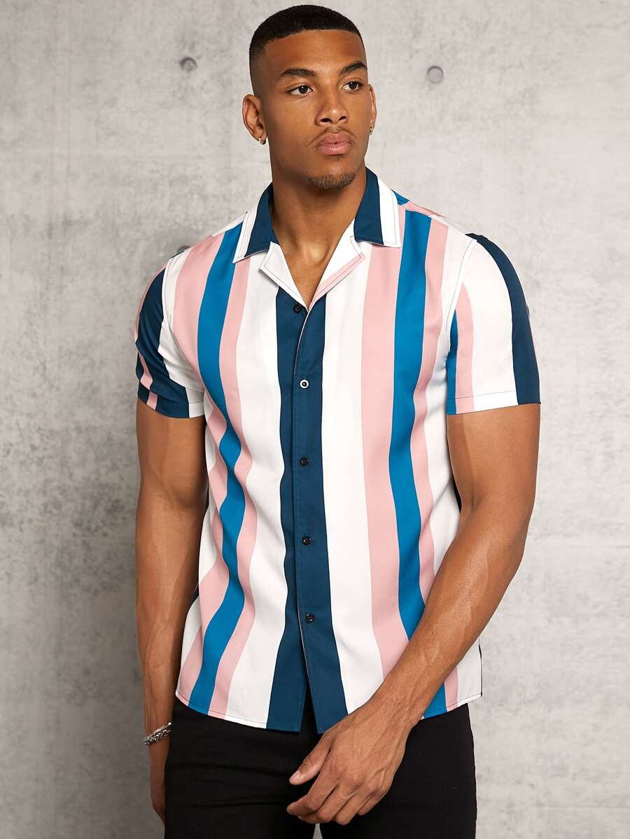 Manfinity RebelGame Men Block Striped Shirt - Multicolor - View 1