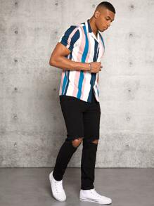 Manfinity RebelGame Men Block Striped Shirt - Multicolor - View 4
