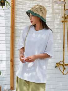 DAZY Khẩu hiệu & Hình ảnh Áo thun trễ vai - trắng - Xem 4