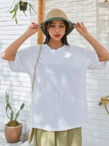 DAZY Khẩu hiệu & Hình ảnh Áo thun trễ vai - trắng - Xem 5