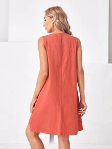 EMERY ROSE Đầm màu trơn Giải trí - Đỏ - Xem 2