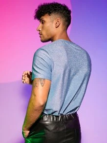 FeverCity Men Round Neck Glitter Tee