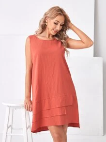 EMERY ROSE Đầm màu trơn Giải trí - Đỏ - Xem 5