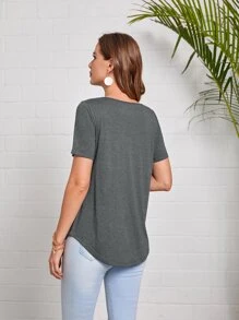 EMERY ROSE Camiseta unicolor bajo curvo