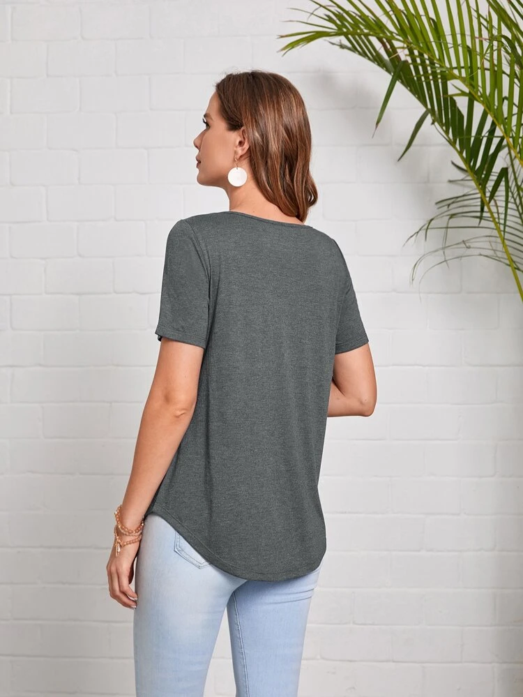 Solid Curved Hem Tee