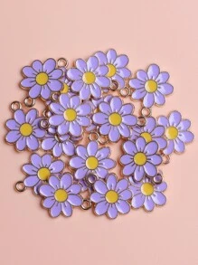 20入組極簡金屬質感雛菊形狀DIY首飾吊墜適用於項鍊,手環,耳環製作