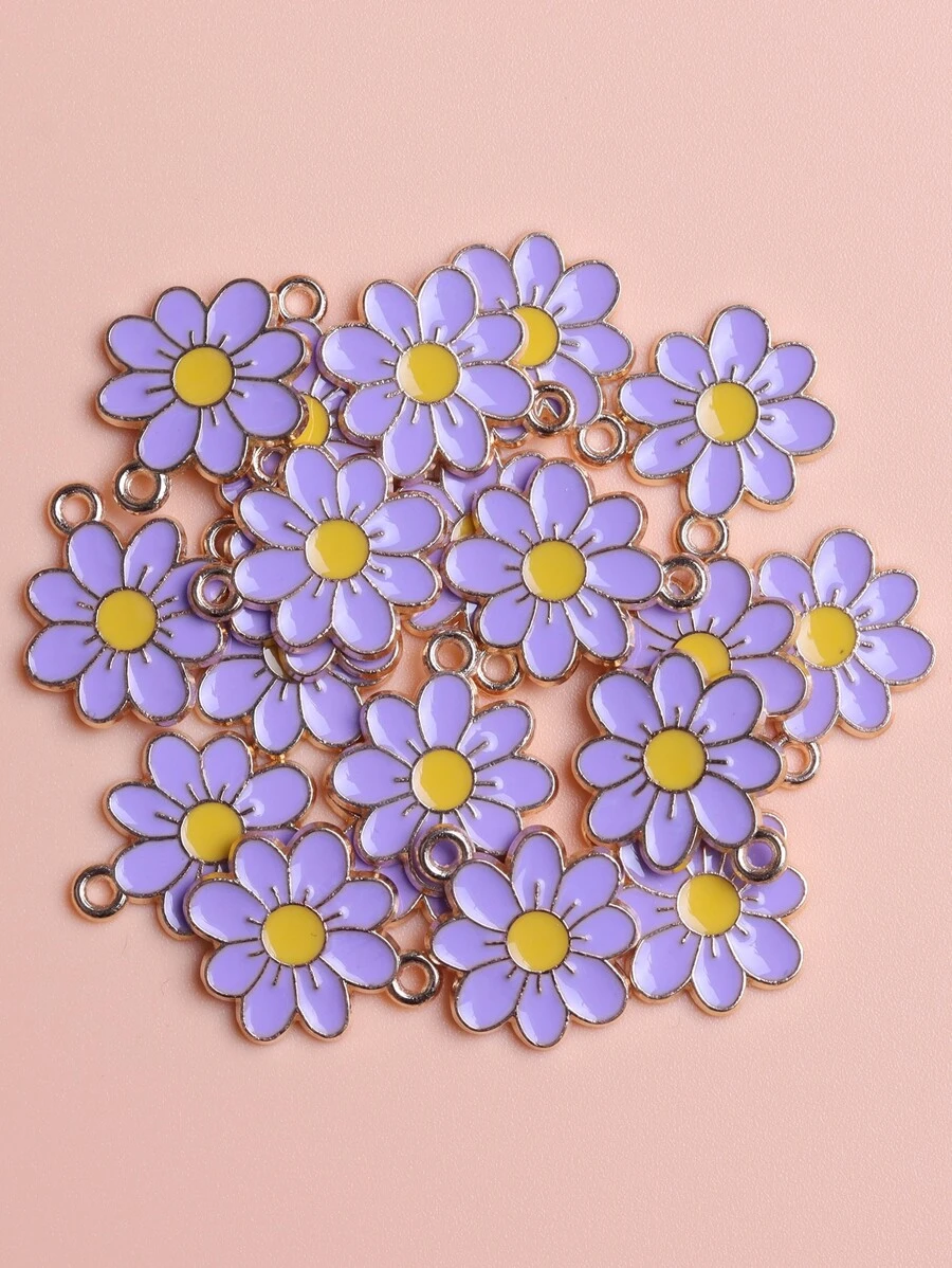 20入組極簡金屬質感雛菊形狀DIY首飾吊墜適用於項鍊,手環,耳環製作