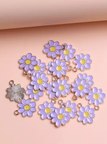 20入組極簡金屬質感雛菊形狀DIY首飾吊墜適用於項鍊,手環,耳環製作