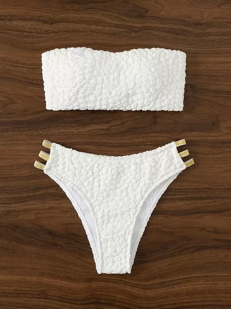 Bikini 2 Pièces SHEIN Taille S - Bandeau Et Tanga Beige, Occasion En Très Bon état