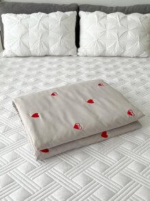 Heart Embroidered Quilted Bedspread - Light Grey - View 2