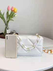 Lightweight,Business Casual Ladies stylish minimalist design embossed mini plaid flap square bag quilted hand bag For Teen Girls Women College Students,Rookies & White-collar Workers Perfect for Office,College,Work ,Business,Commute,Outdoors, Travel, Outings