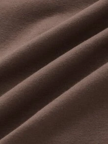 Áo thun nữ Tương phản ren Thắt nơ trước màu trơn Giải trí - Cà phê nâu - Xem 4