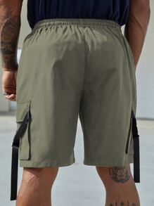 Manfinity Men Plus Buckle Flap Pocket Cargo Shorts - Army Green - View 2