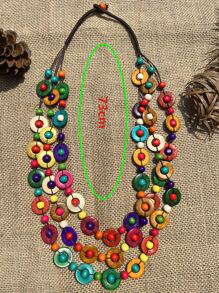 Wooden Bead Decor Layered Necklace - Multicolor - View 5